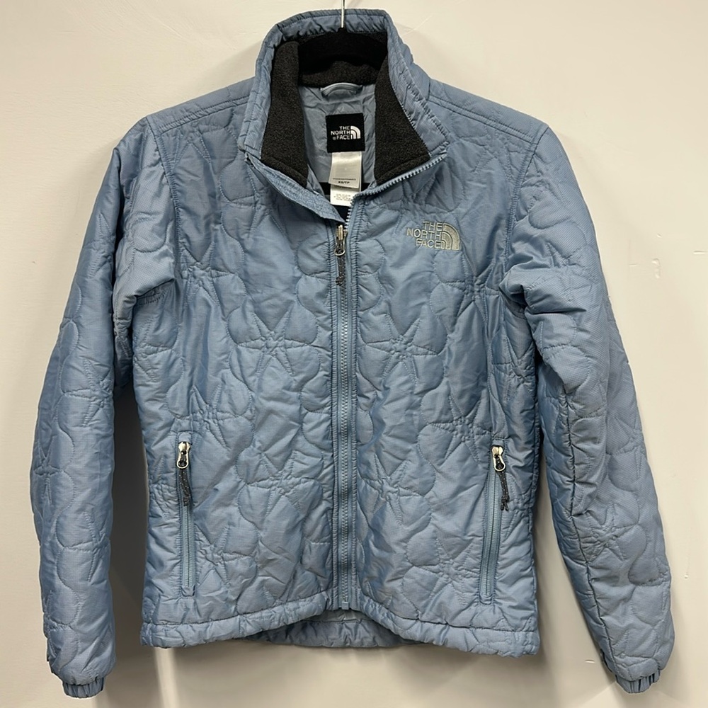 The North Face Women's Light Blue Zipper Front Nylon-Polyester Jacket XS